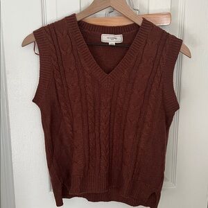 Brown Cable Knit Sweater Vest